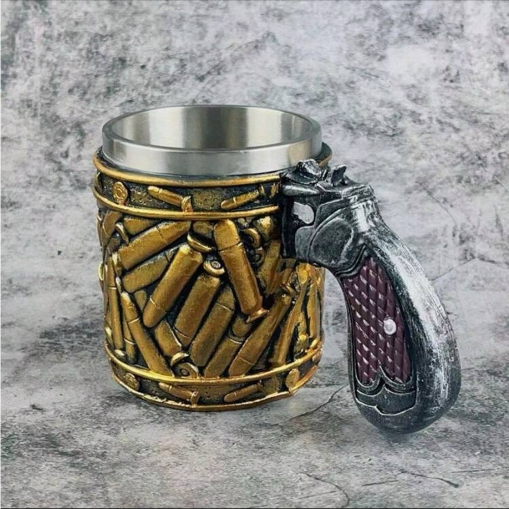 New Bullet Stainless Steel Cup Creative Revolver Bullet Cup Shape - Picture 2 of 5